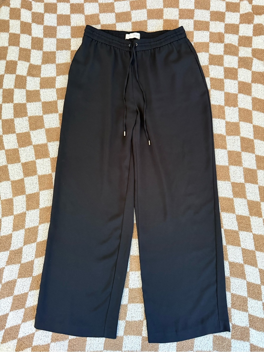 Zara Black Wide-Leg Drawstring Sweatpants